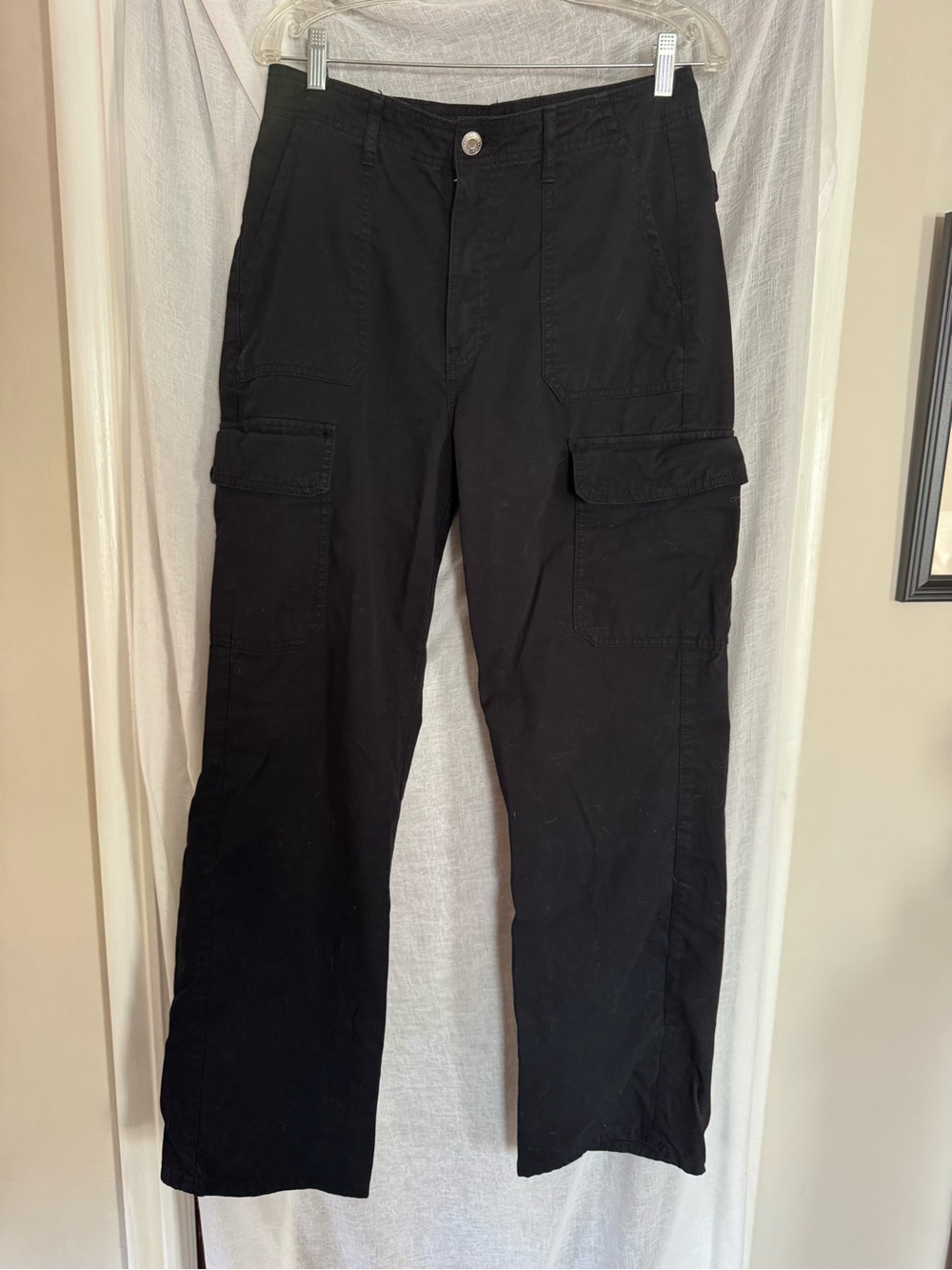 Zara Black Cargo Pants Sz 8 EUC